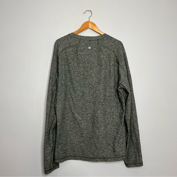 Lululemon Mens Surge Soft Long Sleeve Heathered Gator Green Henley I - Picture 8 of 12